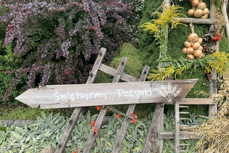 Drogowskaz Świętujemy Dożynki przy obejściu
